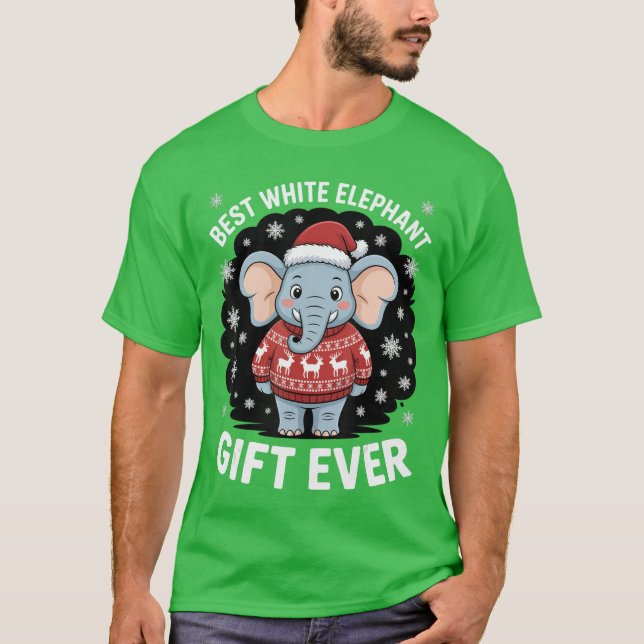 Best White Elephant Gamer Funny Christmas Party fa T Shirt (Framsida)