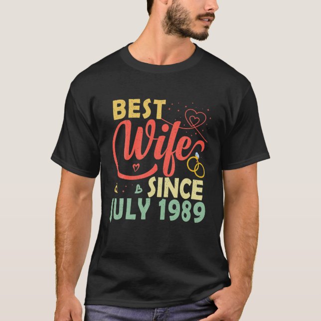 Best Wife Since July 1989 33Rd Wedding Anniversary T Shirt (Framsida)