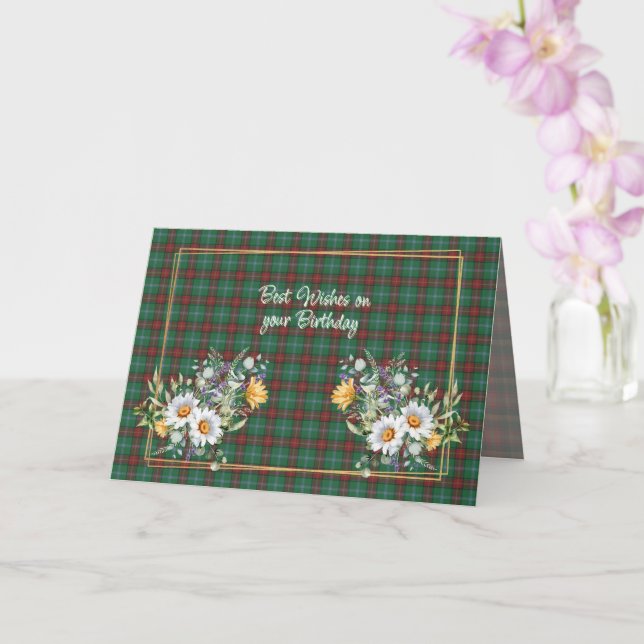 Best Wishes On Birthday Manitoba Provincial Tartan Kort (Orkide)