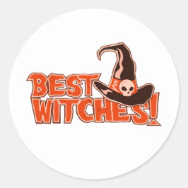 Best Witches Funny Halloween-gåva med vinklade Runt Klistermärke