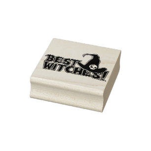 Best Witches Halloween Pun Hälsning Wood Art Frimä Stämpel