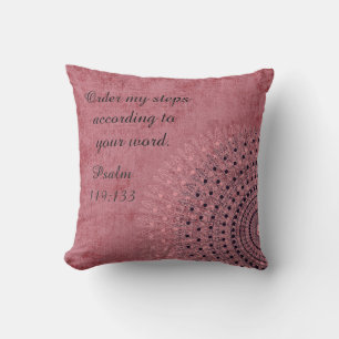 Beställ mina steg Psalm 119 Rust Doily Pillow Kudde
