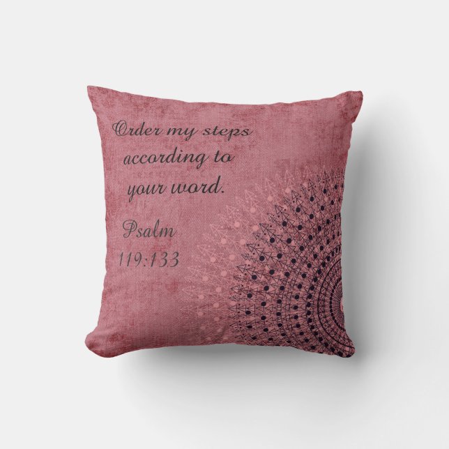 Beställ mina steg Psalm 119 Rust Doily Pillow Kudde (Framsida)