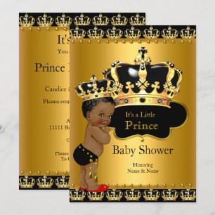 Beställ prins baby shower röd svart guld inbjudningar
