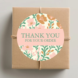 Beställ TACK Cute Anpassningsbar Rosa Blommigt Flo Runt Klistermärke