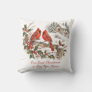 Beställ Vårt Första Jul Nya Hem Kardinal Kudde