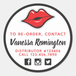 Beställa Red Kiss Lipstick & Beauty Distributor Runt Klistermärke