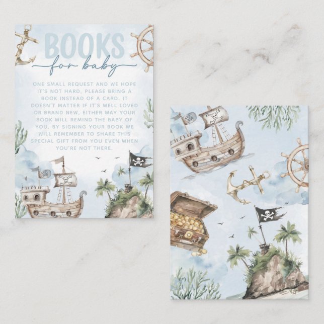Beställare för Nautical Pirat Baby Shower Bok Tilläggskort (Fram/baksida)