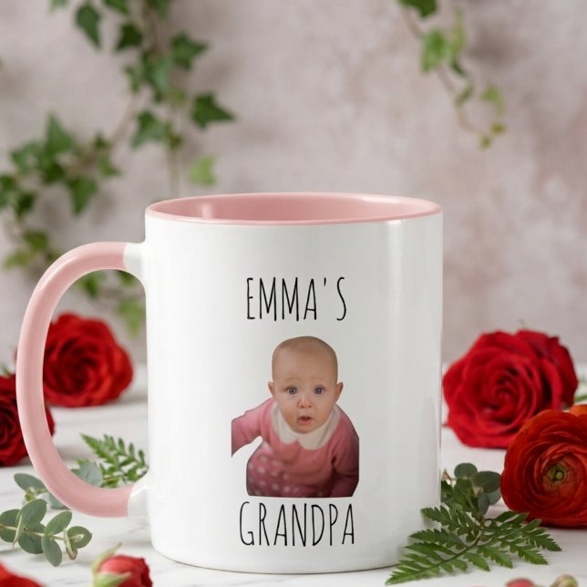 Beställd babyansikte Babyfoto jul farfar Mugg (Skapare uppladdad)
