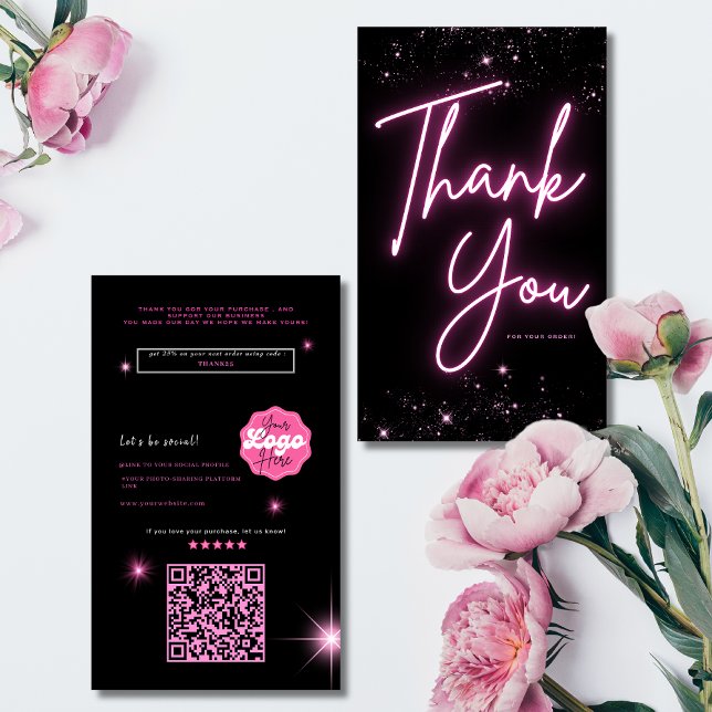 Beställning av Black Modern rosa glitter - tack fö Visitkort (Skapare uppladdad)