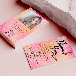 Beställning av fotofotot i rosa glitter - logotyp visitkort