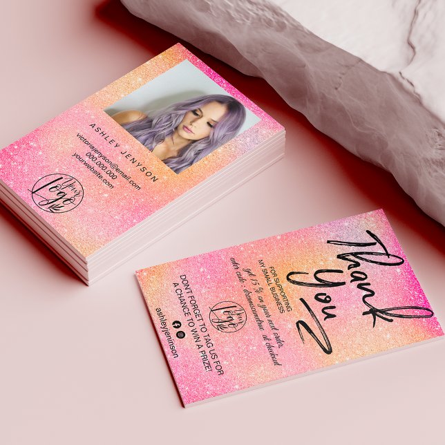Beställning av fotofotot i rosa glitter - logotyp  visitkort (Skapare uppladdad)