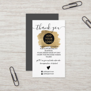 Beställning av guld-chic----logotyp tack visitkort