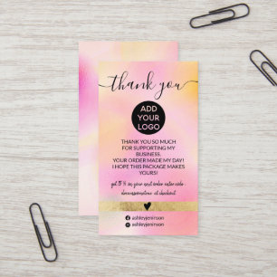 Beställning av logotyp för gradient i rosa guld ta visitkort