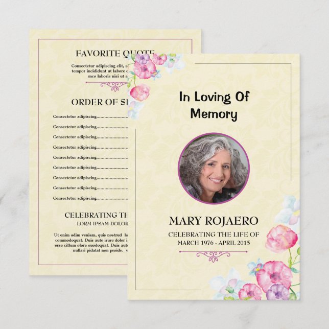 Beställning av tjänstprogramkort inbjudningar (Fram/baksida)