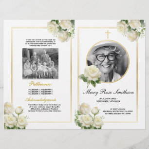 Beställning av Vit ros Blommigt för tjänstgöringst Reklamblad