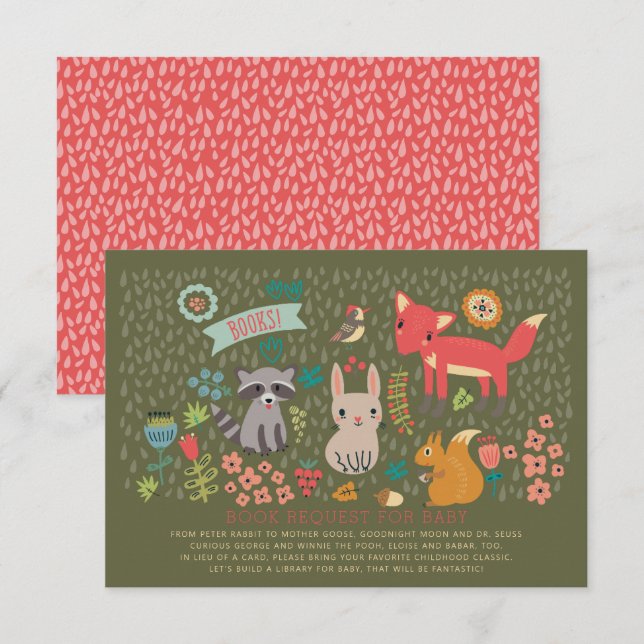 Beställning från Woodland Animals Baby Shower Bok Inbjudningar (Fram/baksida)