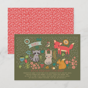 Beställning från Woodland Animals Baby Shower Bok Inbjudningar