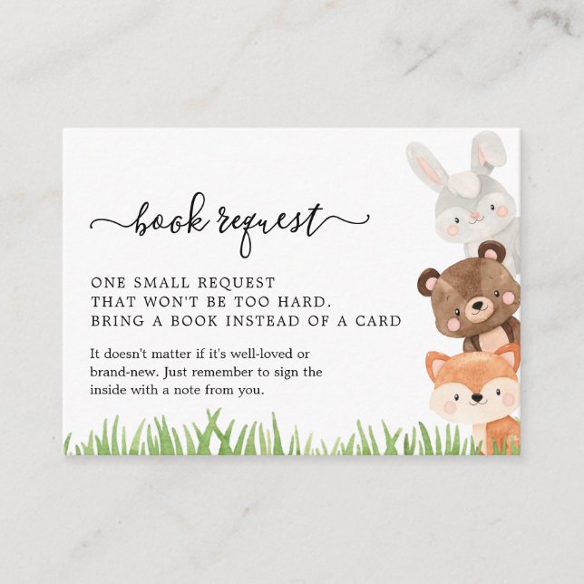 Beställning från Woodland Animals Baby Shower Bok Tilläggskort (Framsida)