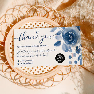 Beställningen elegant indigo blue blommigt löv tac visitkort