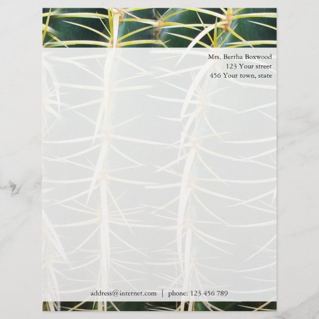 Beställnings- adress för tropiskt kaktusfoto brevhuvud (Framsida)