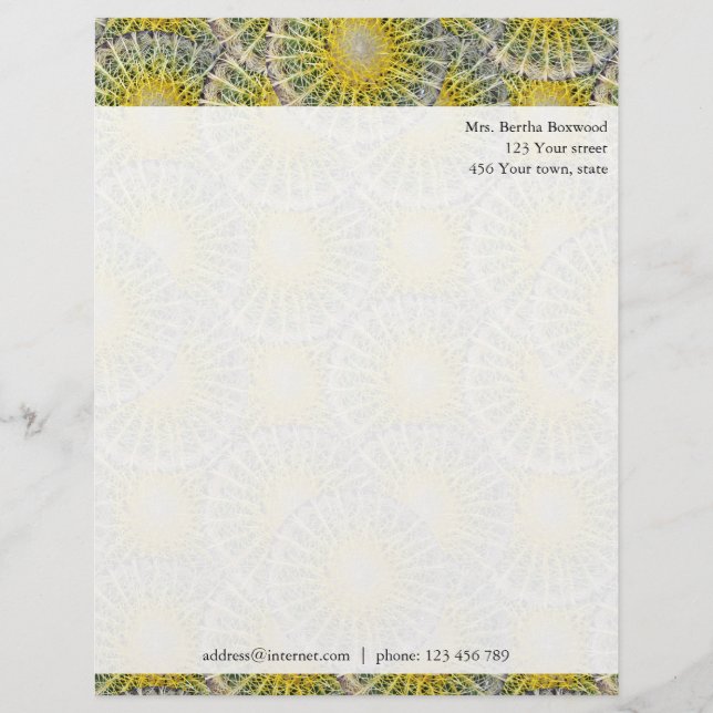 Beställnings- adress för tropiskt kaktusfoto brevhuvud (Framsida)