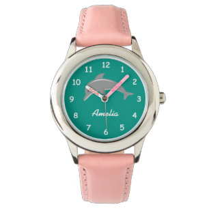 Beställnings- aqua- och rosaflickaklocka med den armbandsur