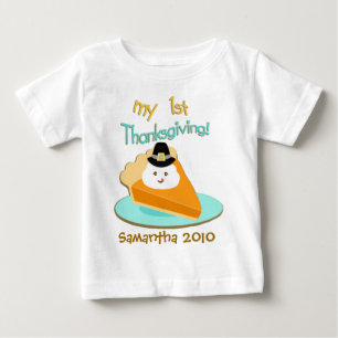 Beställnings- baby första thanksgivingT-tröja Tee Shirt