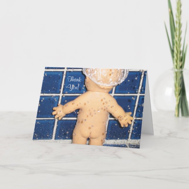 Beställnings- baby showertackkort för pojke eller tack kort (Framsida)