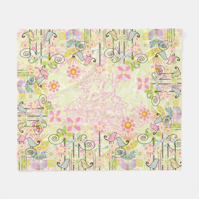 Beställnings- babyfågelträdgård fleecefilt (Framsidan (Horisontell))