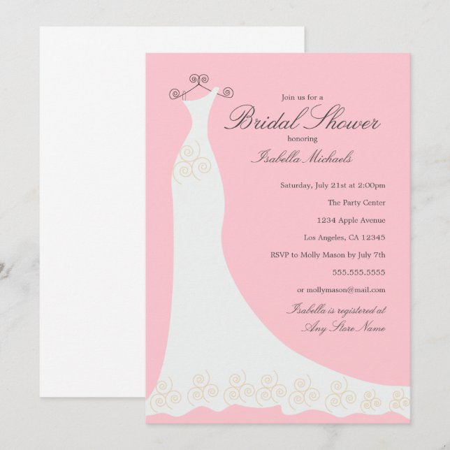 Beställnings- bakgrundsfärg för bröllopsklänning | inbjudningar (Fram/baksida)