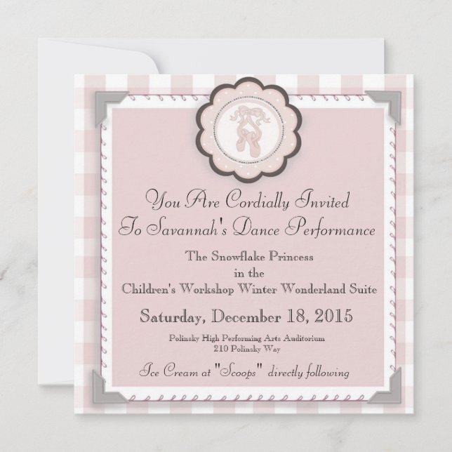 Beställnings- balettkapacitetsmeddelande - inbjudningar (Framsida)