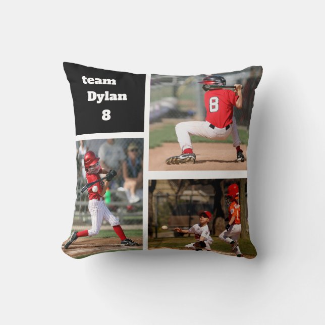 Beställnings- baseballfotoCollage kudder med Kudde (Framsida)