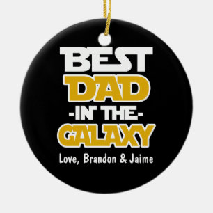 Beställnings- bäst pappa i galaxjulprydnaden julgransprydnad keramik