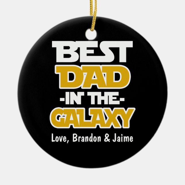 Beställnings- bäst pappa i galaxjulprydnaden julgransprydnad keramik (Framsidan)
