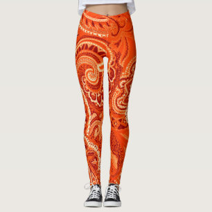 Beställnings- bekvämt Retro för orange Bandanna Leggings