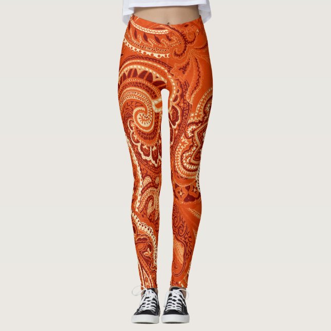 Beställnings- bekvämt Retro för orange Bandanna Leggings (Framsida)