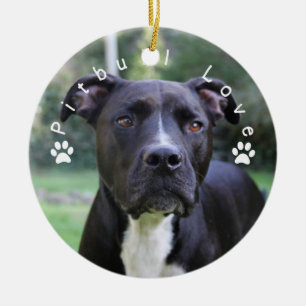 Beställnings- bild för Pitbull kärlek Julgransprydnad Keramik