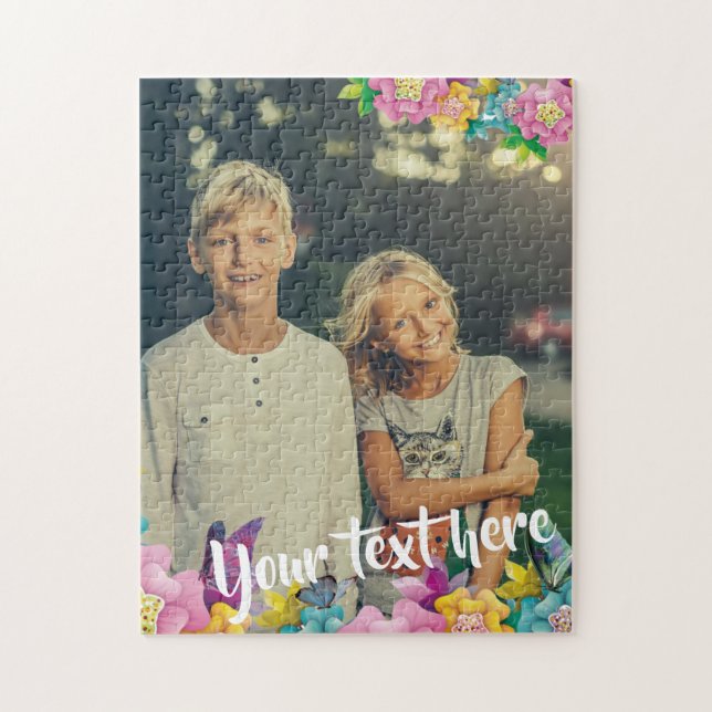 Beställnings- blommor och fjärilar för pussel (Vertikal)