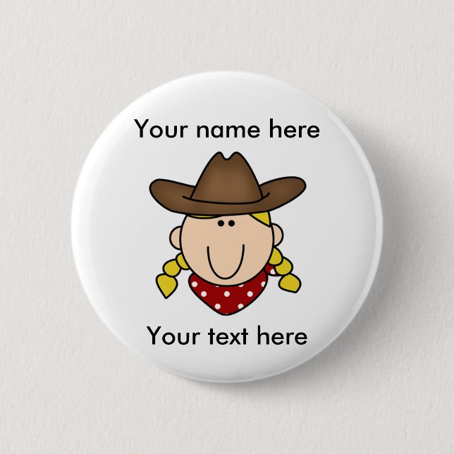 Beställnings- blond Cowgirl Knapp (Framsida)