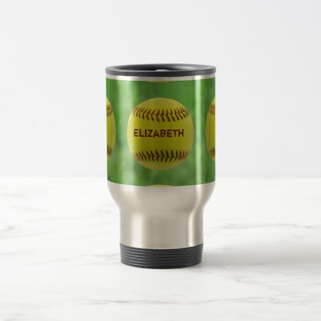 Beställnings- bolltravel mug för softball resemugg (Center)