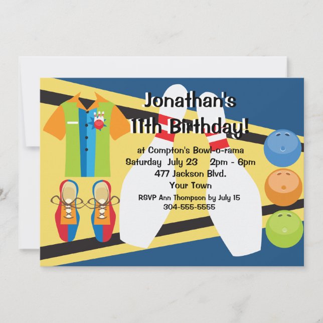 Beställnings- bowlingparty inbjudningar (Framsida)