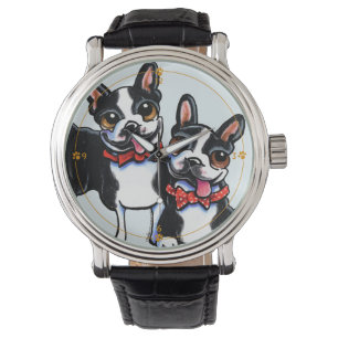 Beställnings- Bowtie Boston Terriers Armbandsur
