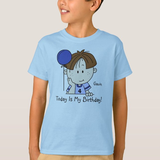 Beställnings- brunettpojke med tee shirt (Framsida)