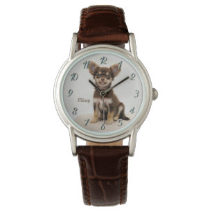 Beställnings- Chihuahuaklocka (tillfoga ett namn) Armbandsur