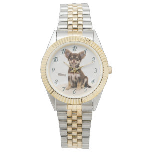 Beställnings- Chihuahuaklocka (tillfoga ett namn) Armbandsur