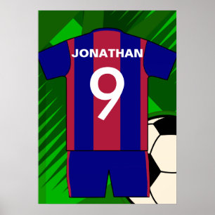 Beställnings- claret- och blåttfotbollfotboll poster