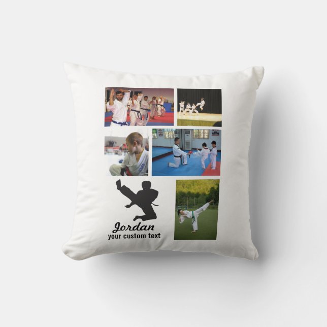 Beställnings- Collage för foto för kampsportKarate Kudde (Framsida)