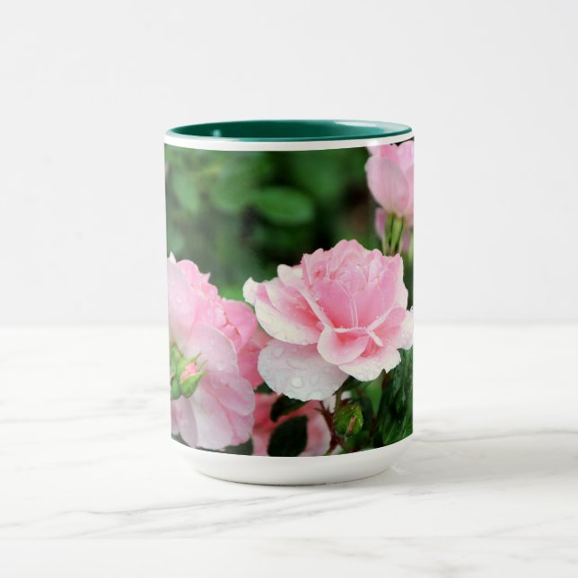 Beställnings- Combo mugg för rosa ros (Center)