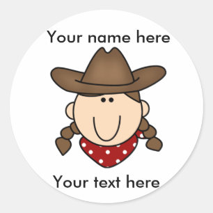 BESTÄLLNINGS- COWGIRLBRUNTklistermärke Runt Klistermärke